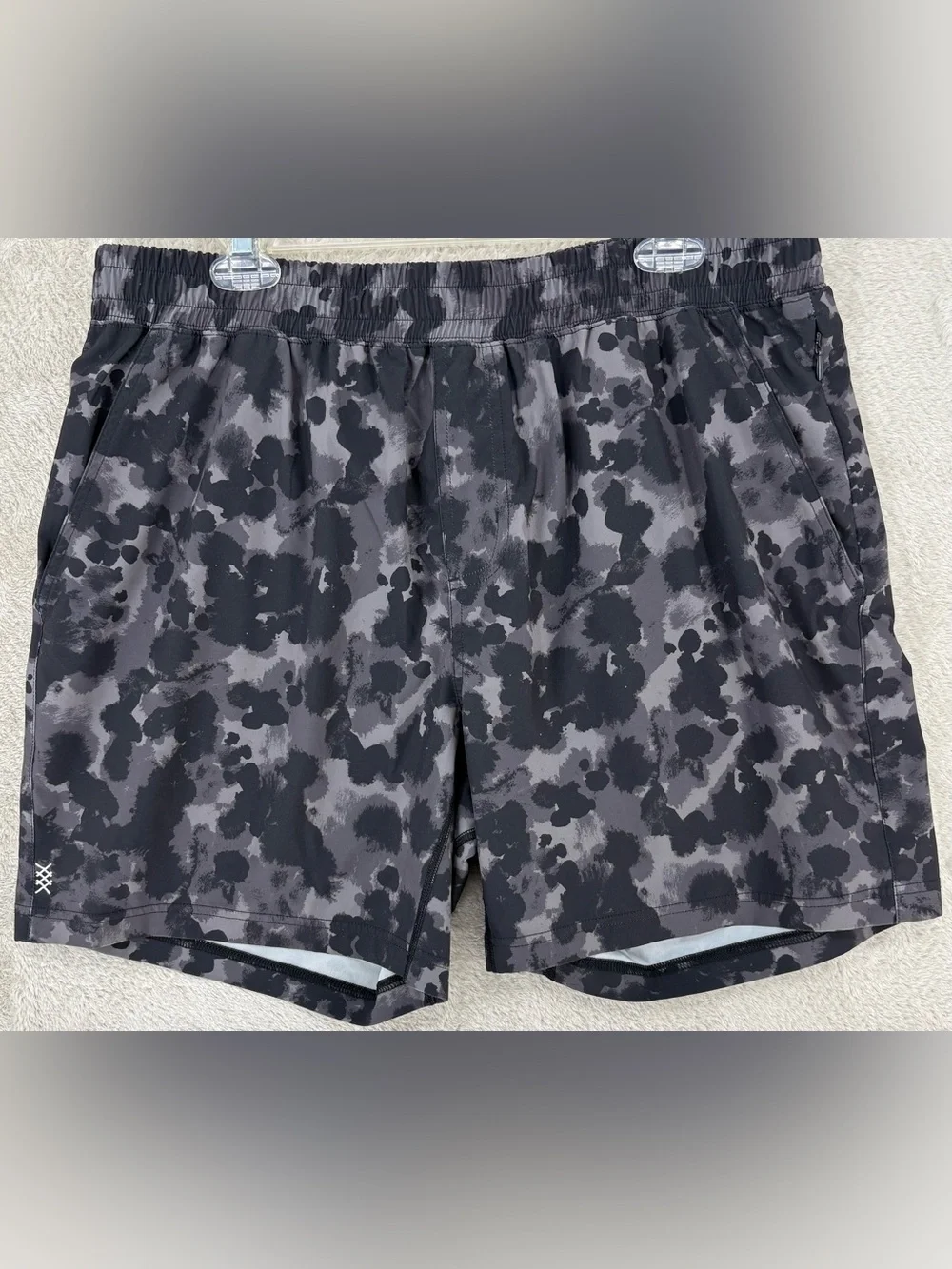 RHONE Men's Swim Trunks — Black and Gray Camo Splash